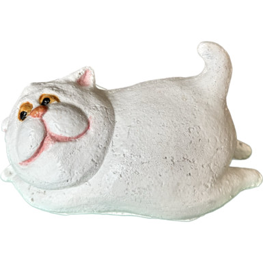 Кот толстяк на животе белый 10х18х9